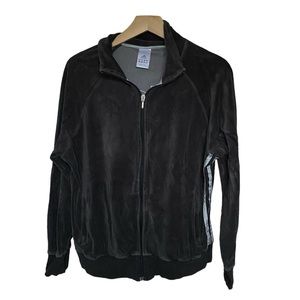 2000s Y2K Adidas Spell Out Gray Velour Zip Up Track Jacket Womens XL